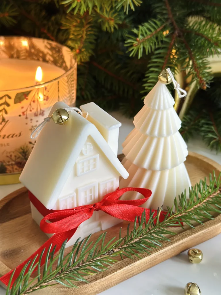 Zestaw świąteczny 2 świec sojowych – domek i choinka M