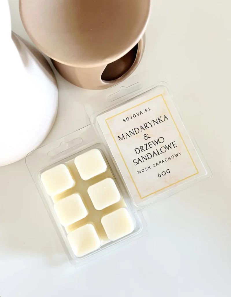 Sojowy wosk zapachowy do kominka - mandarynka & drzewo sandałowe