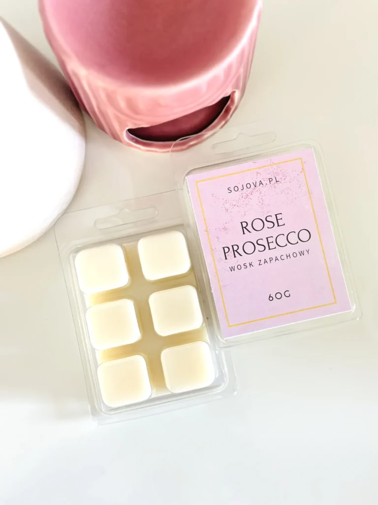 Sojowy wosk zapachowy do kominka - różane prosecco