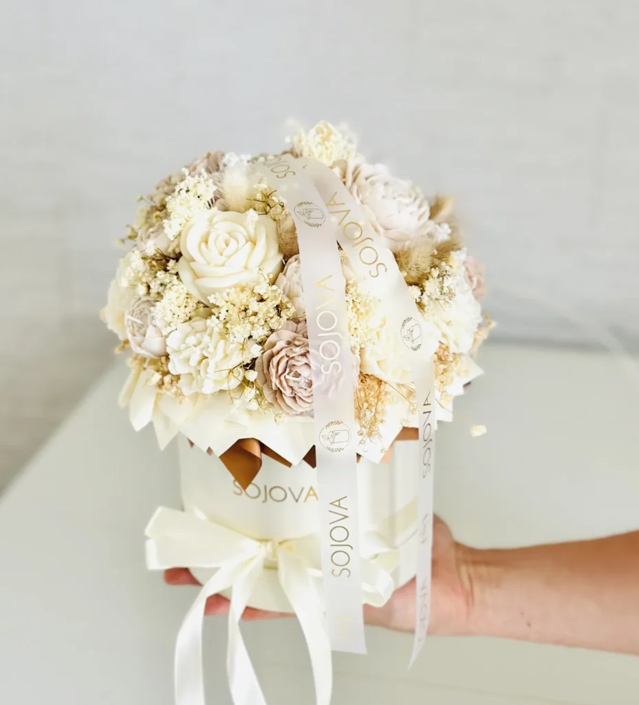 Flowerbox brązowo-kremowy boho, rozmiar M