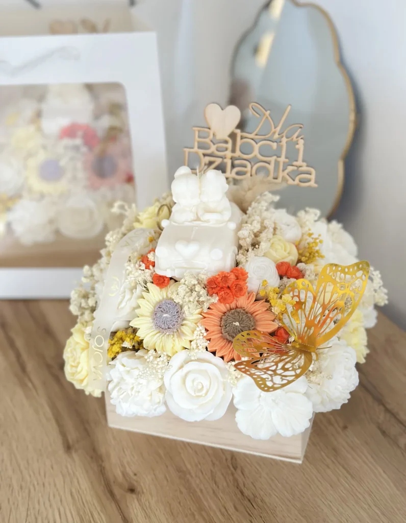 Skrzynka ze świec sojowych, dla Babci i Dziadka