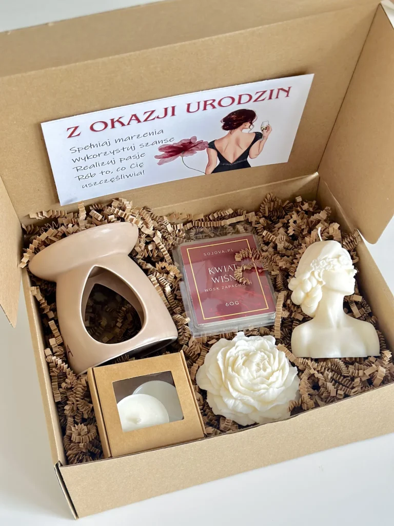 Zestaw świec sojowych, prezent na urodziny z życzeniami