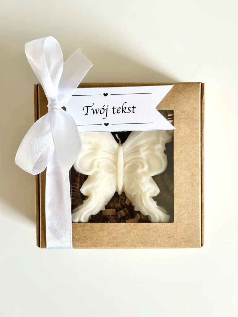 Motyl w pudełku – świeca dekoracyjna | Prezent dla nauczyciela