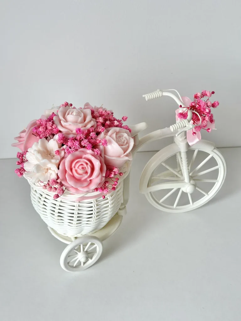 Flowerbox rower z koszykiem ze świec sojowych