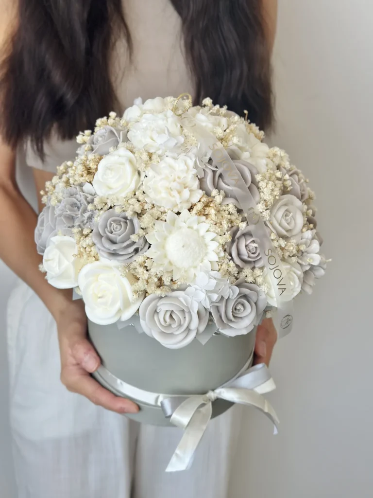 Flowerbox szaro-kremowy, rozmiar L