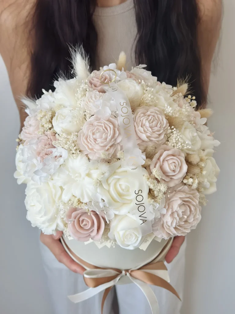 Flowerbox brązowo-kremowy boho, rozmiar L